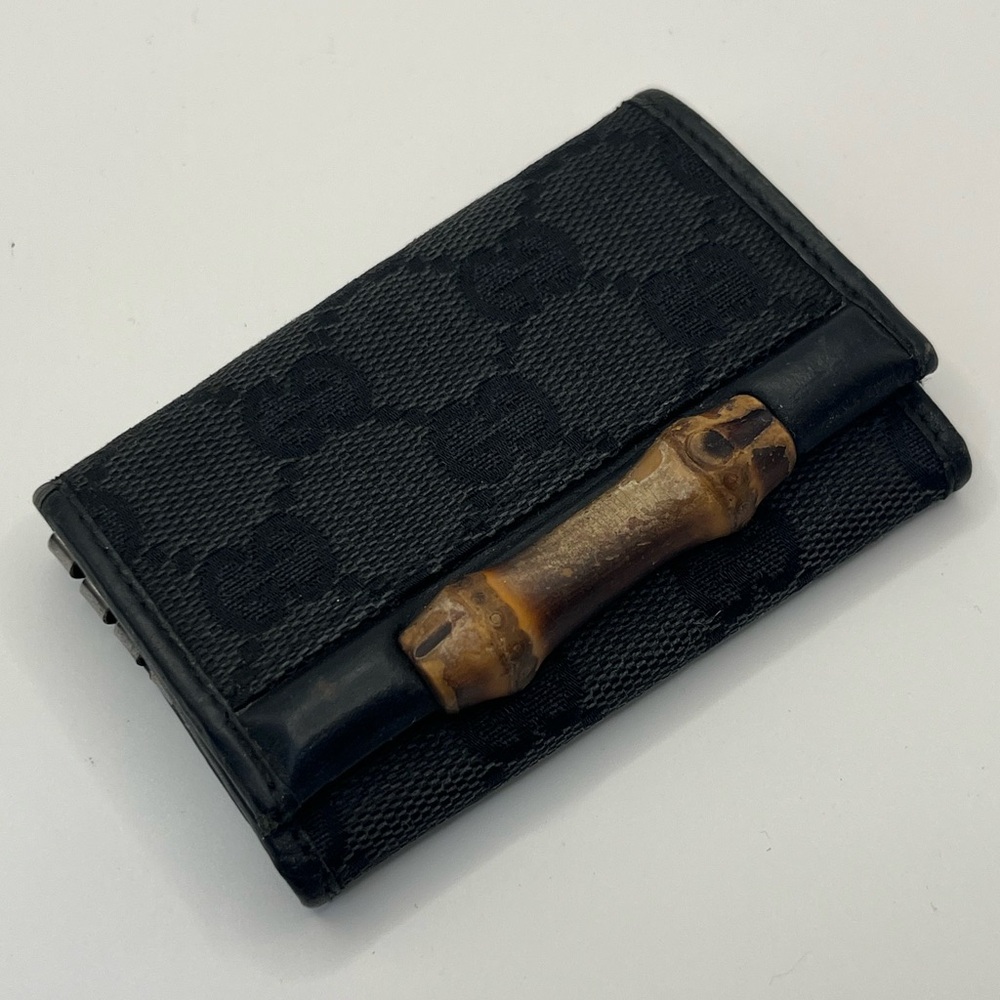 Gucci Bamboo Key 🔑 & Card 💳 Holder Black Vintage Excellent Condition